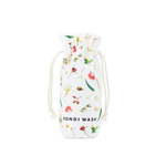 Floral drawstring bag with 'Bondi Wash' branding on a white background