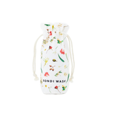 Floral drawstring bag with 'Bondi Wash' branding on a white background